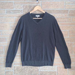 Chase54 Grey V-Neck Cable Knit Golf Sweater Large
